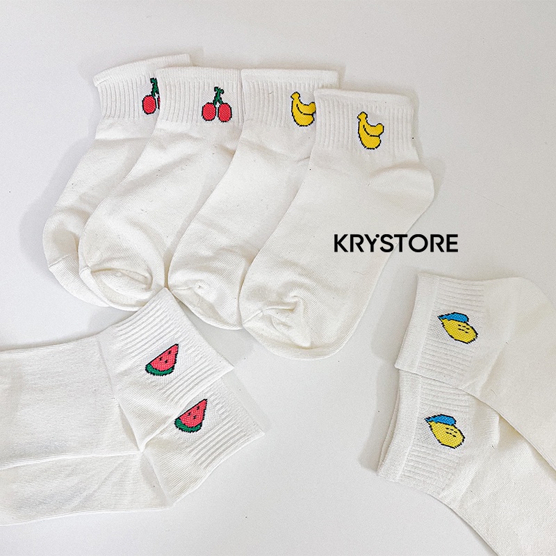 Vớ ngắn cổ hoa quả , tất nữ ngắn Krystore cotton dày đẹp NC26