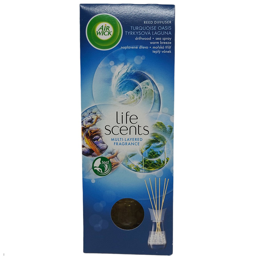Bộ tinh dầu que gỗ thơm phòng Air Wick Turquoise Oasis 30ml - hương gió biển, trang trí, khử mùi