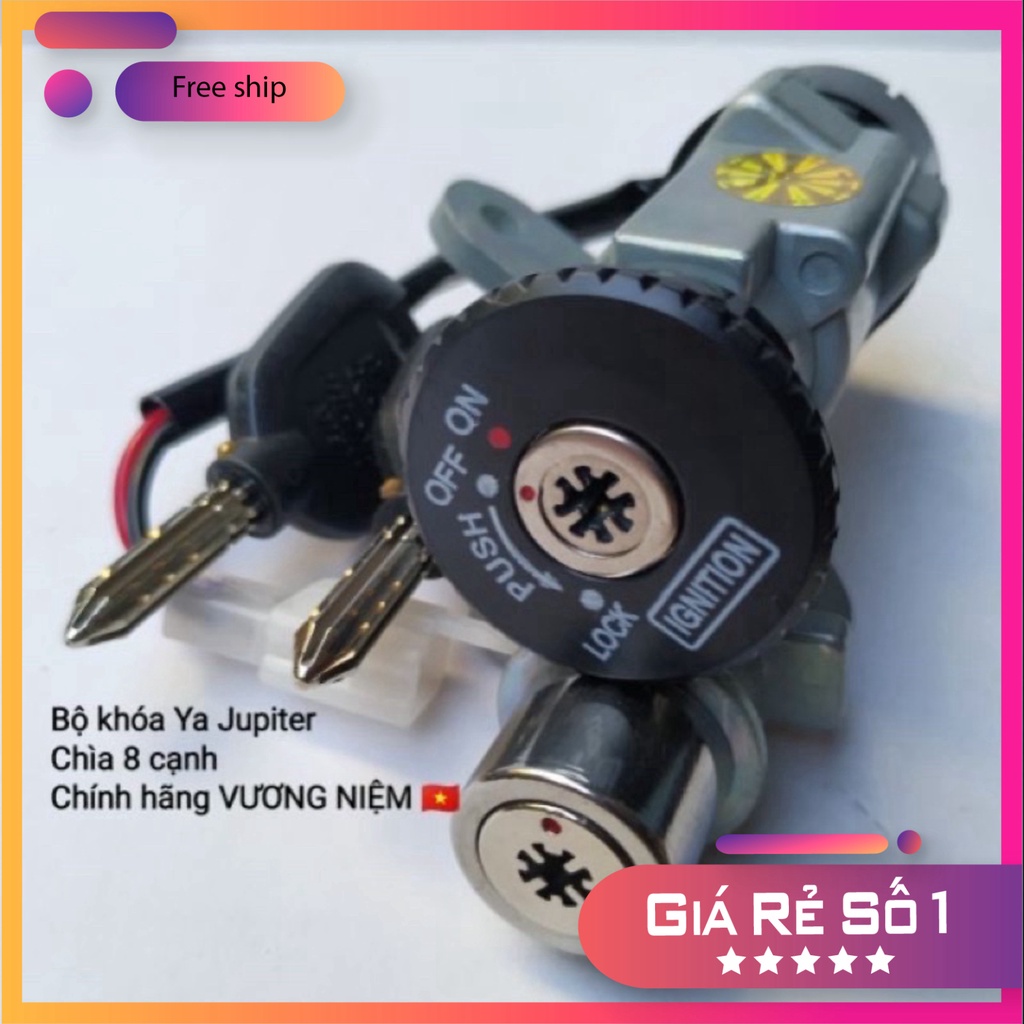 HCM- Bộ Ổ Khoá Xe Ya Jupiter Chìa 6 - 8 Cạnh Chống Trộm Cao Cấp Chính Hãng VƯƠNG NIỆM ĐỒ CHƠI XE MÁY GIÁ SỈ