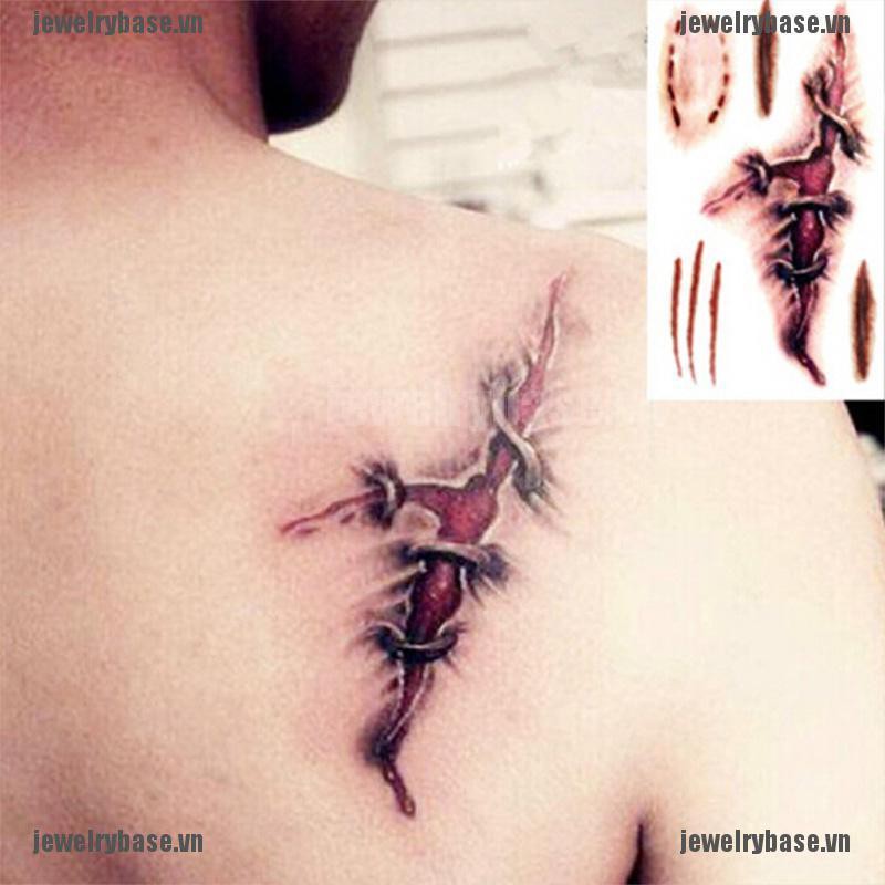 2Pc Wound/Scab/Blood Halloween Scar Tattoos Temporary Tattoos Sticker Realistic [basevn