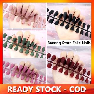 Set 24 Móng Tay Giả Màu Lì / Màu Nhám / Màu Hồng Dễ Thương