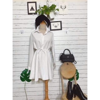 Đầm sơ mi dây eo tuỳ chỉnh new 95%