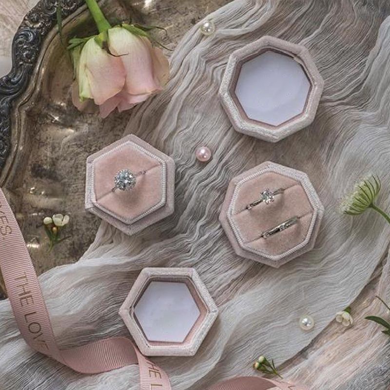 Hộp Đựng Nhẫn Hình Lục Giác / Đôi Phong Cách Vintage Đẹp Mắt Giá Đỡ