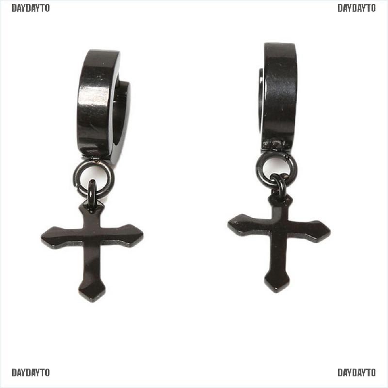 Set 1 / 2 Khuyên Tai Hình Thánh Giá Bằng Thép Titan