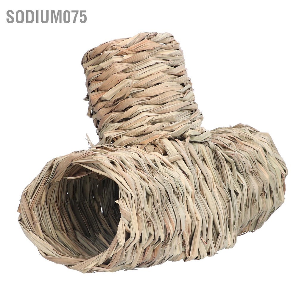 Sodium075 Hideaway Grass Tunnel Toy Ngôi nhà rơm với bốn lối vào mở cho chuột Hamster Syria Chồn Guinea Pig