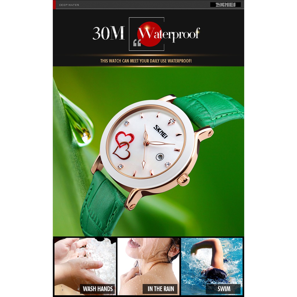 Đồng hồ nữ SKMEI dây da cao cấp, mặt trái tim nổi điệu đà, quý phái | BigBuy360 - bigbuy360.vn