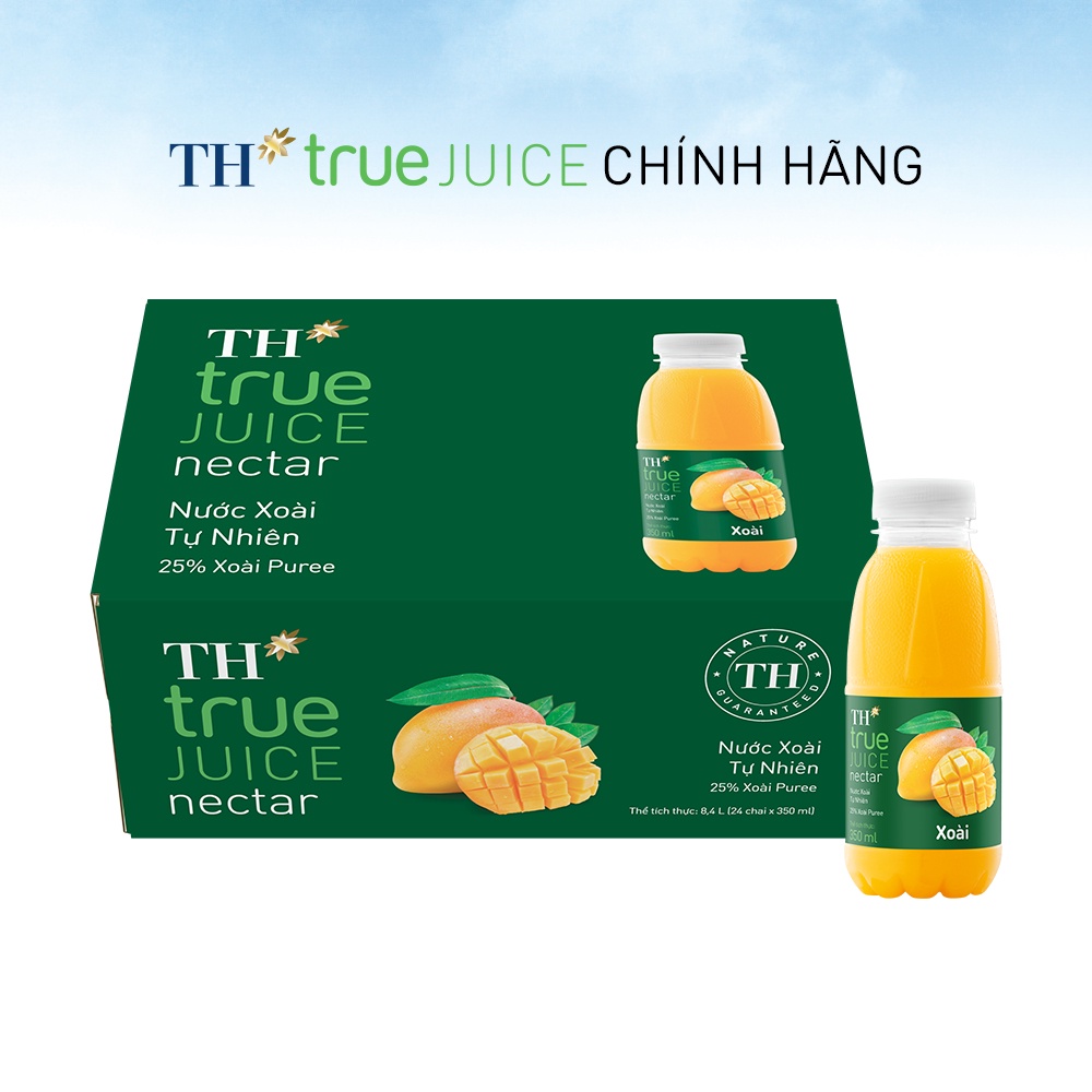 Thùng 24 chai nước trái cây xoài tự nhiên TH True Juice 350ml (350ml x 24)