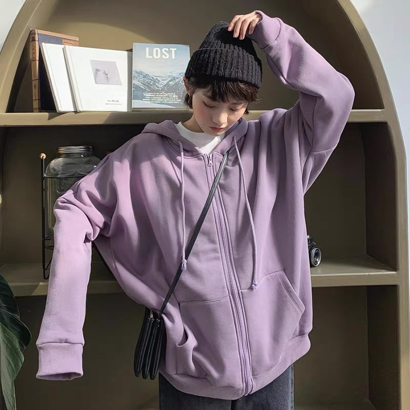 Áo khoác hoodie dáng rộng,áo khoác trơn unisex 1 lớp | BigBuy360 - bigbuy360.vn