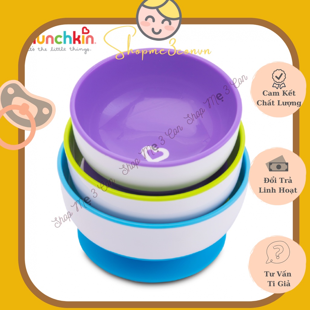 Bộ 3 Bát Ăn Dặm Chống Đổ MunchKin ( Có Bán Lẻ )
