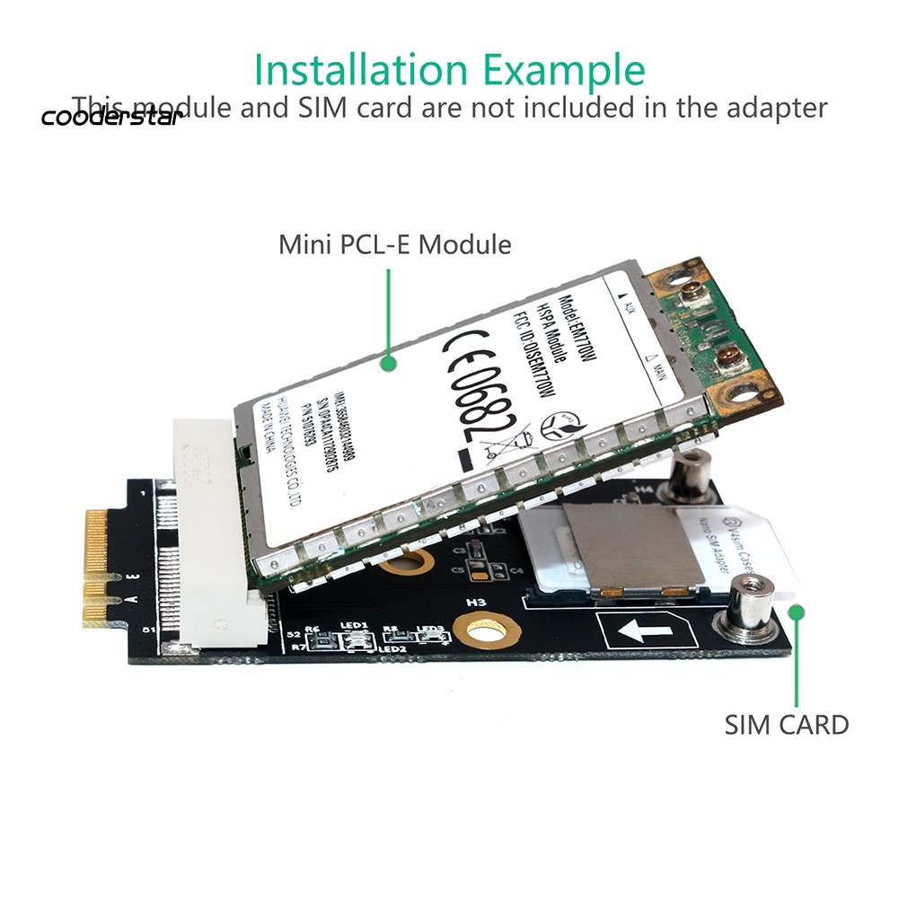 Bộ chuyển đổi Wdp Mini Pci-E sang M.2 Ngff Key A / E với khe cắm sim 3g / 4g
