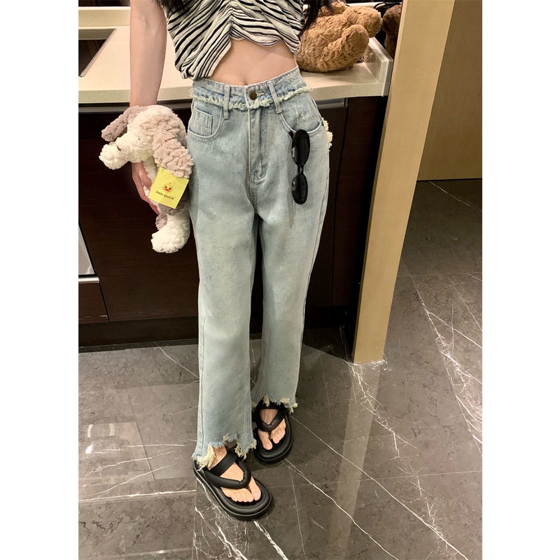 Quần jeans Dài Rách Gối Thời Trang Dành Cho Nữ