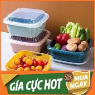 COMBO 5 rổ đựng hoa quả vuông 3in1 kèm chậu và nắp