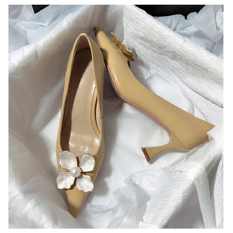 Giày Cao Gót Họa Tiết Hoa Phong Cách Retro Pháp Mới 2022 Cho Phù Dâu