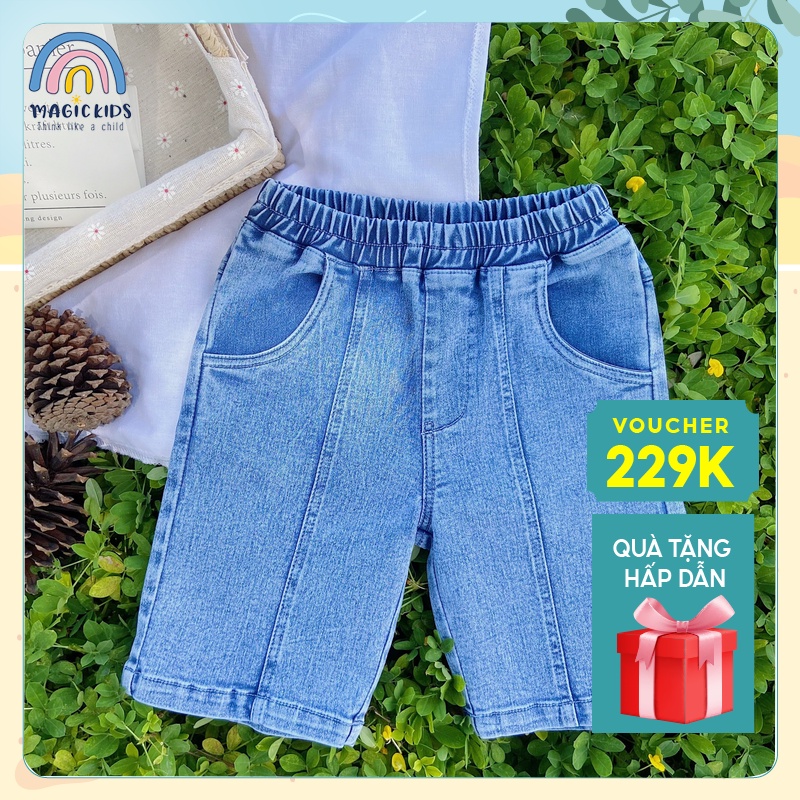Quần bò ngố can mảnh suông MAGICKIDS cho bé trai trai bé gái 9-30kg