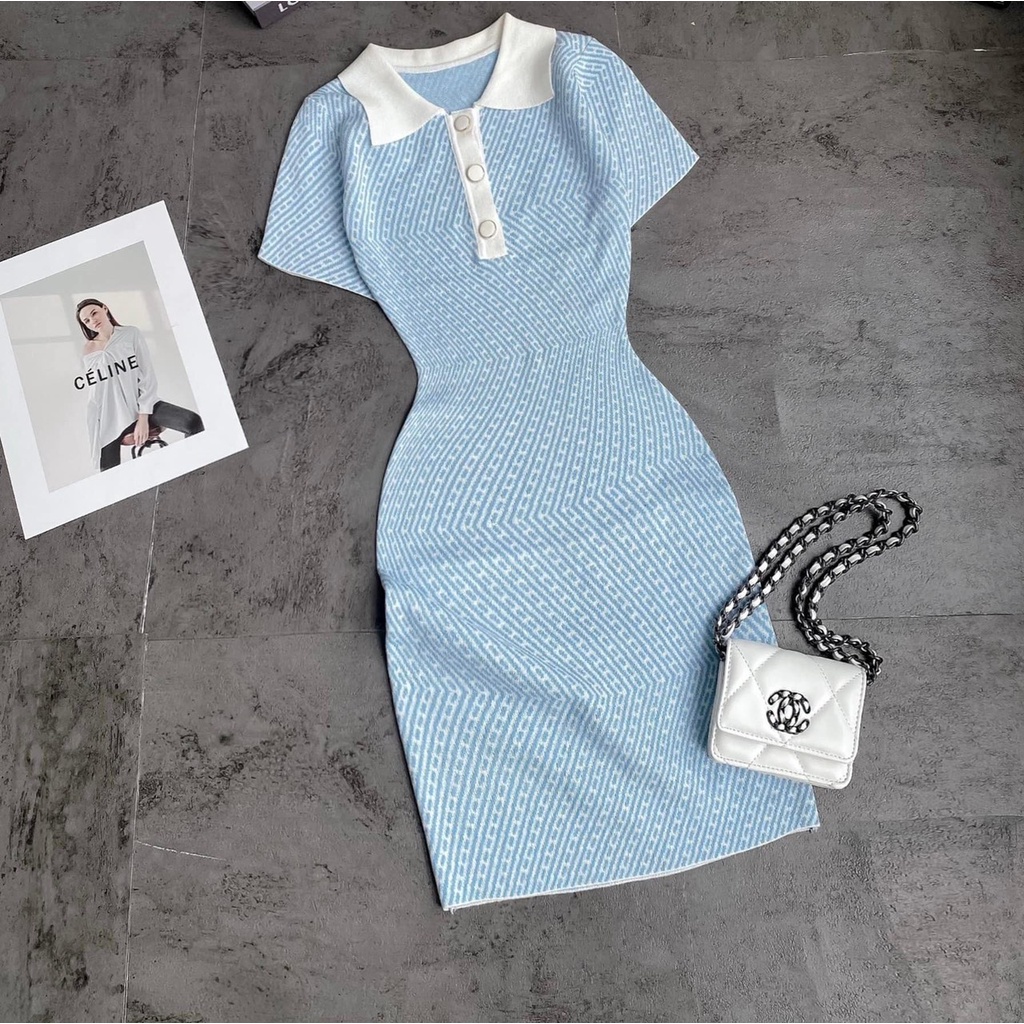 Đầm Body Họa tiết dễ thương thun gân mềm mịn