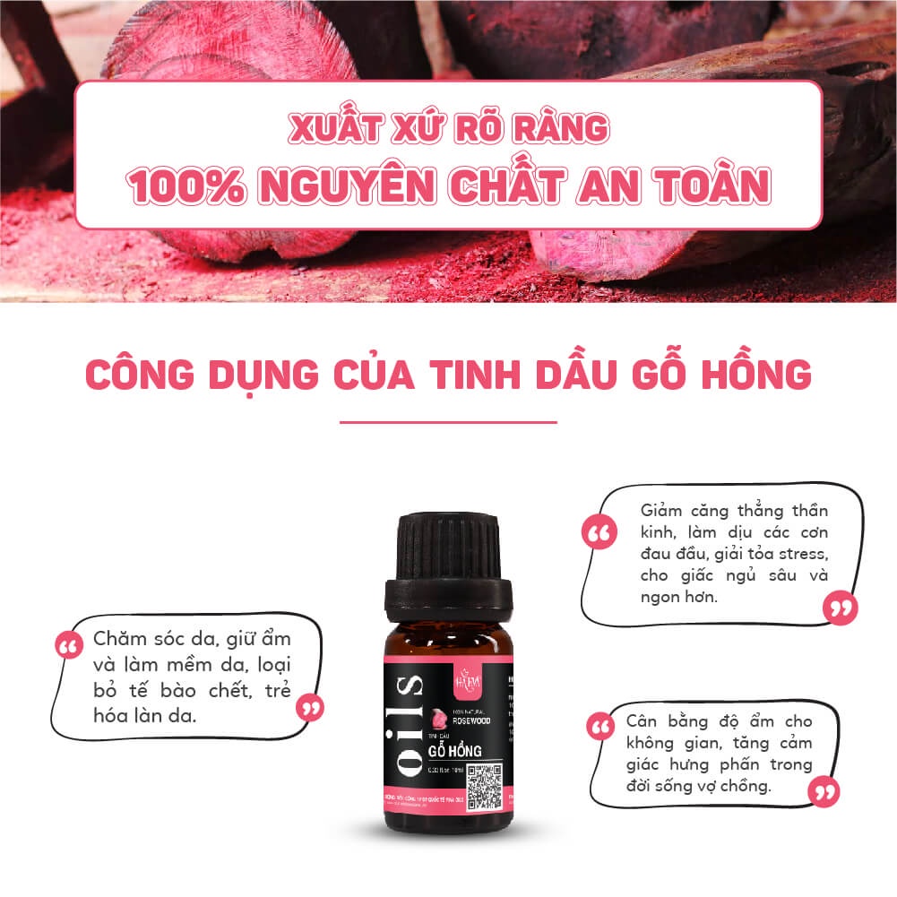 Tinh dầu Xông Gỗ Hồng Haeva Cao Cấp, 100% Thiên Nhiên, giảm căng thẳng, giúp ngủ ngon, Chai 10ml/30m/100ml