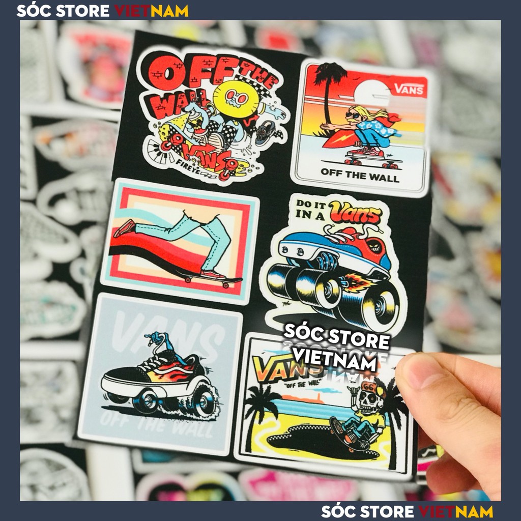 Sticker chủ đề Vans Sóc Store chống nước custom, dán trang trí mũ bảo hiểm nửa đầu, nón bảo hiểm 3 phần 4