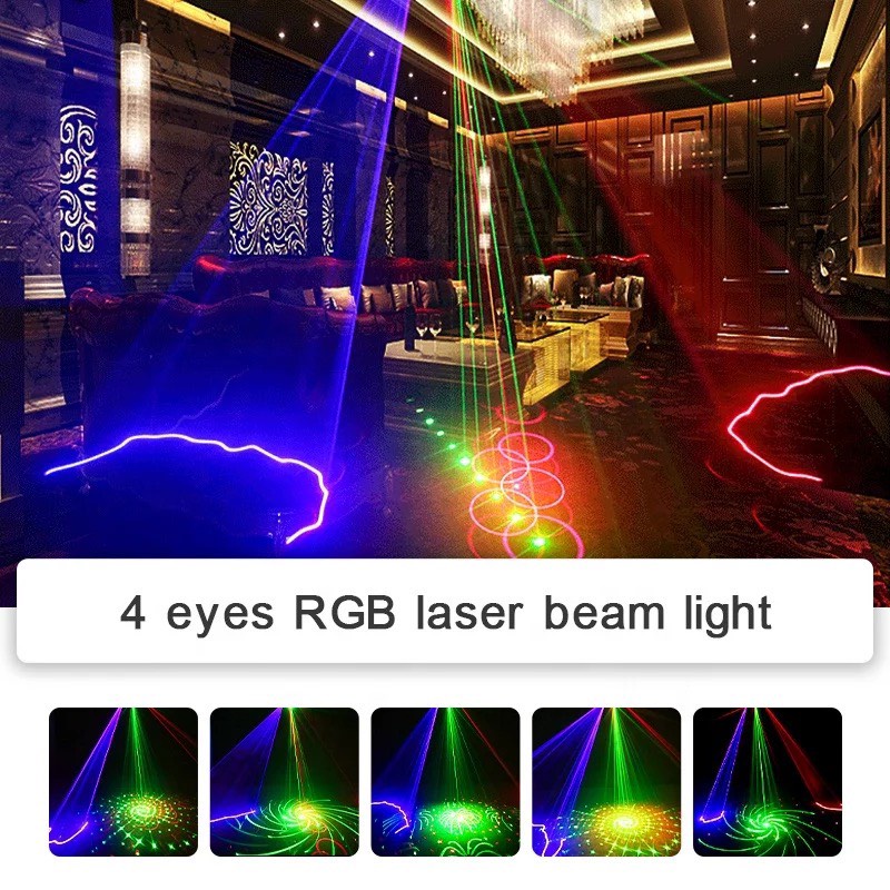 LASER 4 MẮT RGB  - HIỆU ỨNG QUÉT TIA VỚI NHIỀU HỌA TIẾT ĐẶC SẮC.