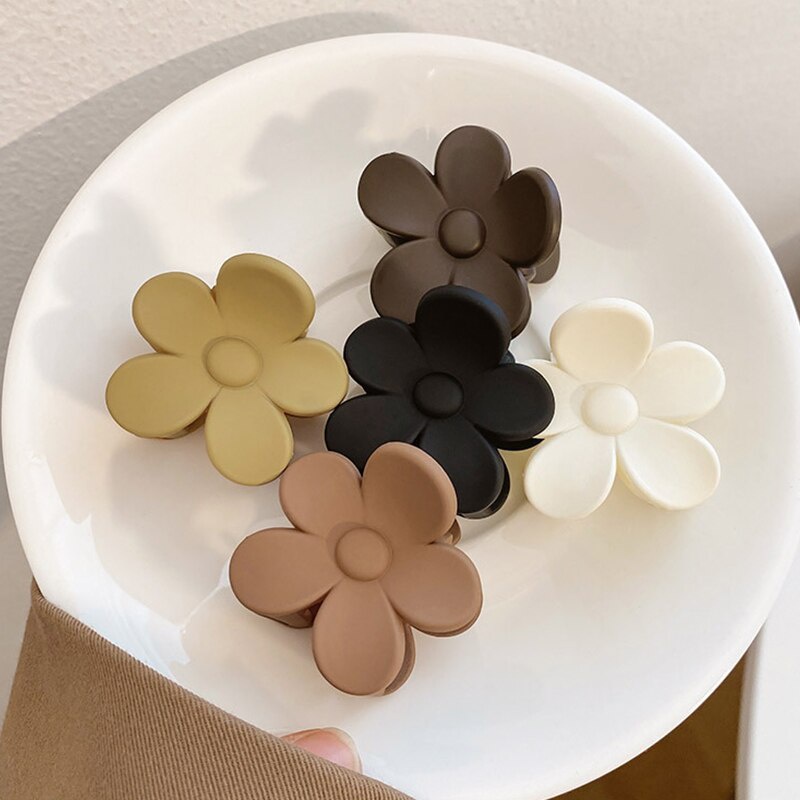 Kẹp Tóc Nhỏ Màu Trơn Nhám Hình Hoa Cà Phê Thời Trang Cho Nữ