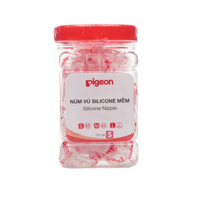 Núm Vú Pigeon, núm vú cổ hẹp Silicone Siêu Mềm Pigeon (Đủ Size)