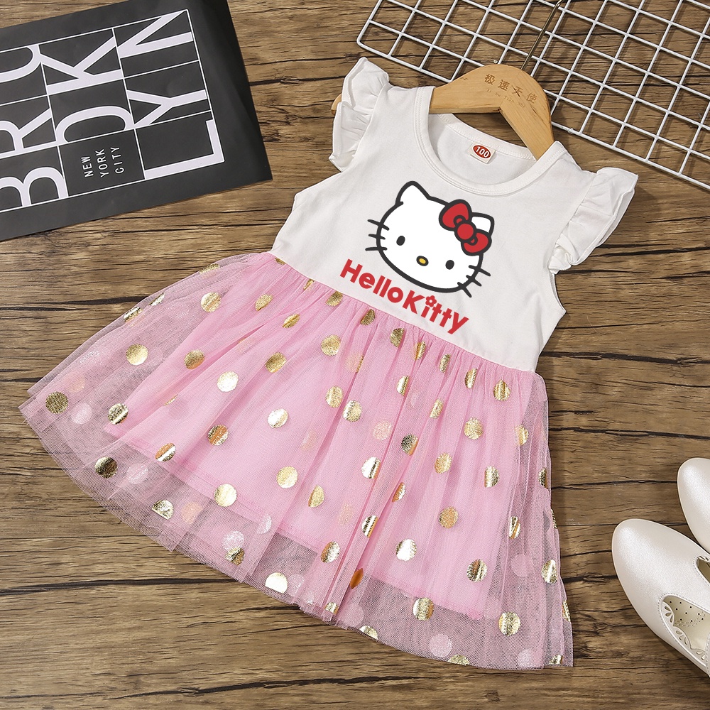 Hello kitty Đầm Công Chúa Màu Hồng Cho Bé Gái Từ 1-6 Tuổi