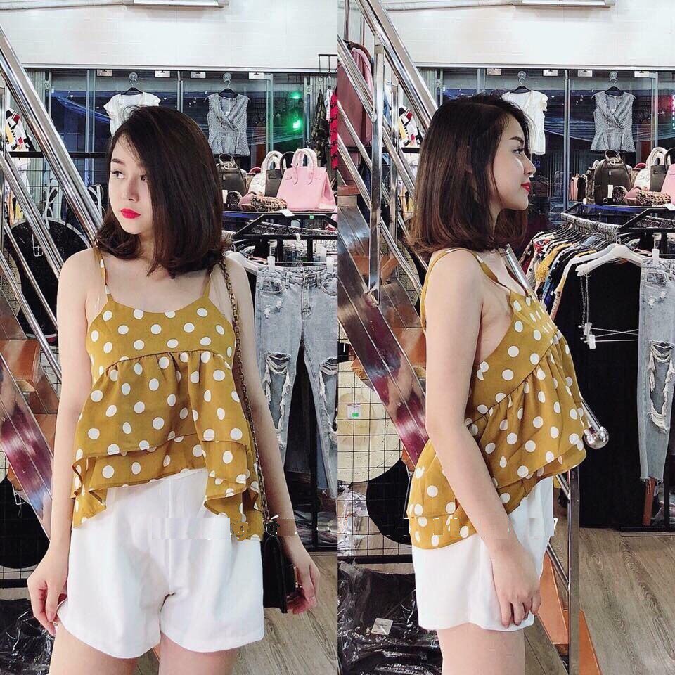 [ xả kho ] HS Áo hai dây đuôi cá chấm bi