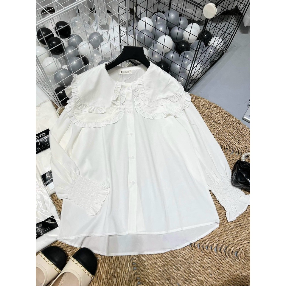 áo sơ mi nữ cổ bèo , áo babydoll tay bèo hàng QCCC loại 1 A00012 kaca