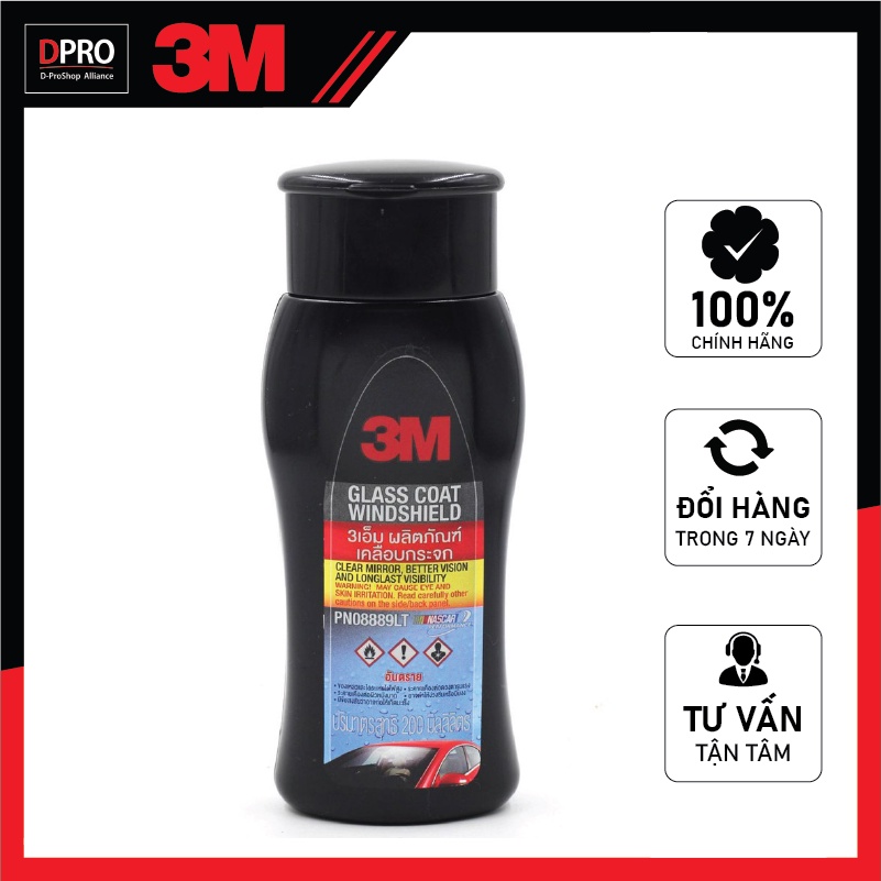 Dung Dịch Chống Bám Nước Kính Xe Ô Tô 3M Glass Coat Windshield 3M 08889 LT 200ml - DPRO Việt Nam