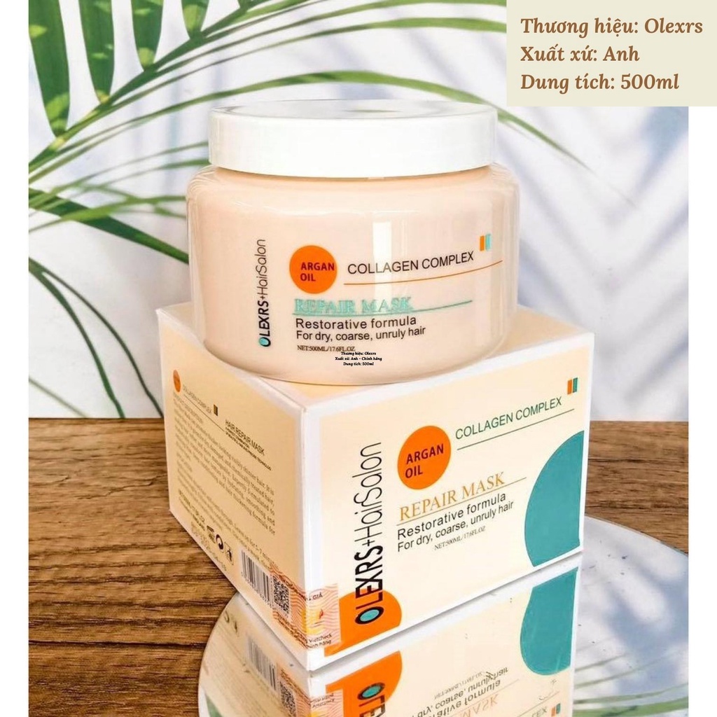 Ủ Tóc xudastore Kem Ủ Tóc Olexrs Hairsalon Argan Oil Collagen 500ml Phục Hồi Tóc Hư Tổn