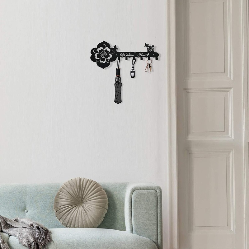 Móc Treo Đồ Gắn Tường Bằng Kim Loại Họa Tiết Hoa Hồng Đa Năng Sắp Xếp Gọn Gàng Cho Nhà Bếp Nhà Tắm
