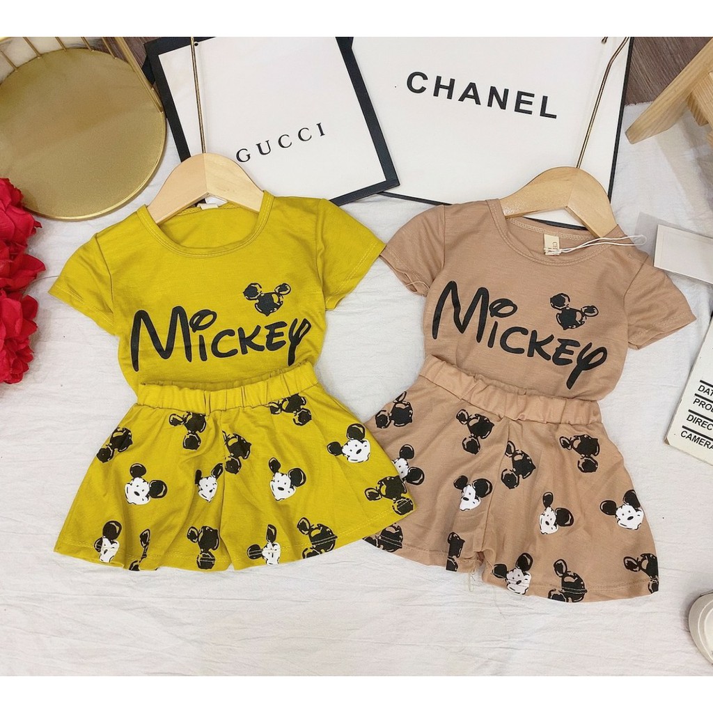 Set bộ cotton xinh xắn, bộ Fuha thời trang bé gái cotton hình mickey