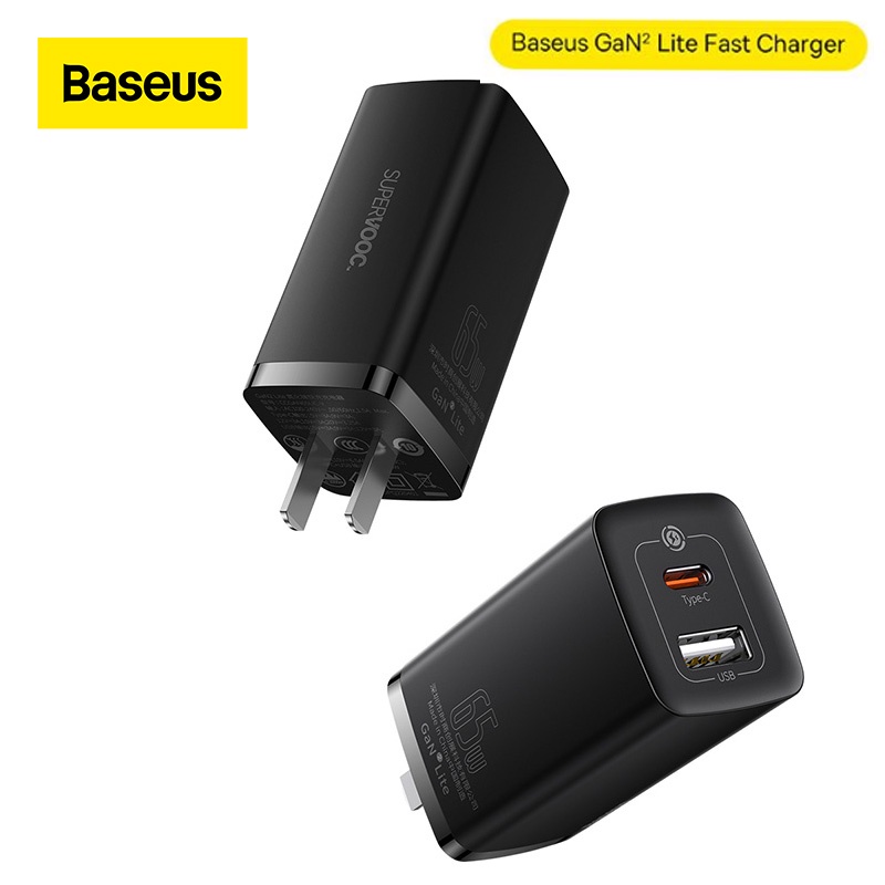 Bộ sạc nhanh USB Baseus 65W GaN2 4.0 3.0 hỗ trợ SCP