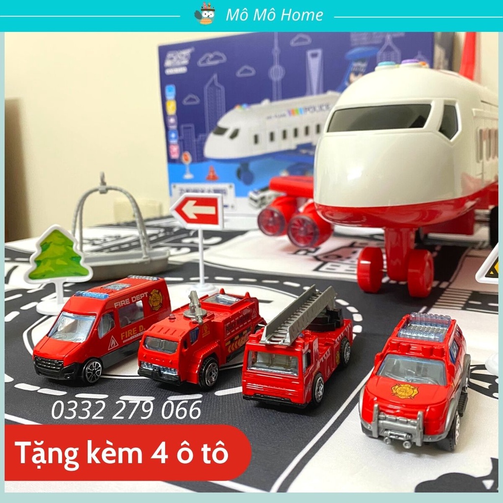 Đồ chơi máy bay lắp ghép Cỡ SIÊU LỚN, XỊN đa chức năng có âm thanh, hiệu ứng kèm 4 ô tô. Hộp đựng Đẹp - Mô Mô Home