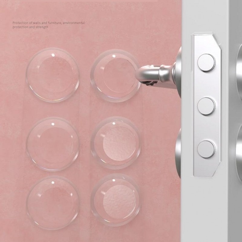 Set 6 miếng đệm cao su silicon trong suốt hình tròn gắn tường giảm tiếng ồn bảo vệ tay cầm cửa