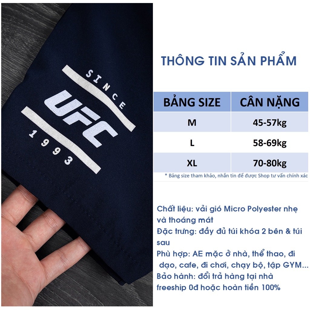 Quần đùi nam TURATY UFC mẫu quần short sooc ngắn vải gió cao cấp mặc ở nhà chơi thể thao chạy bộ tập GYM rất đẹp