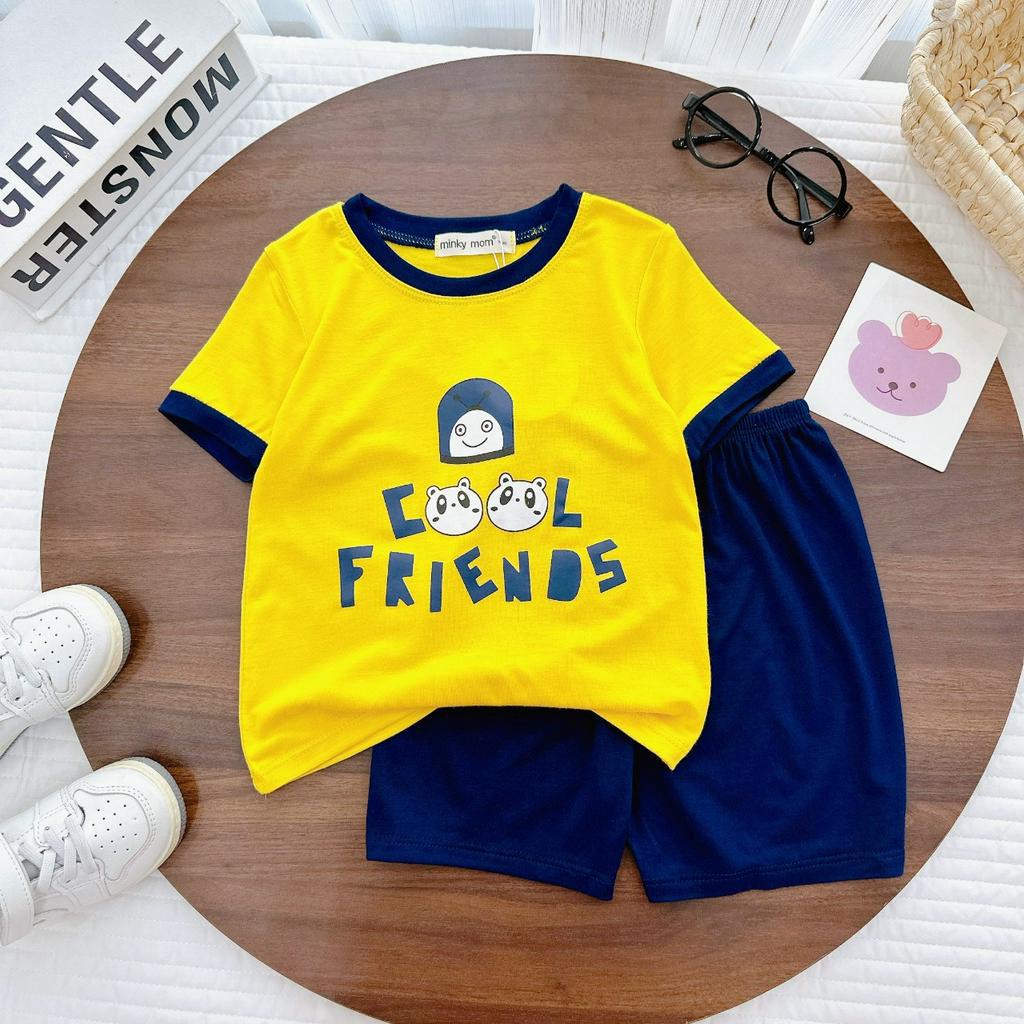 Đồ Bộ MINKY MOM Bé Trai Gái Cộc Tay Thun Lạnh In Hình hoạt hình dễ thương