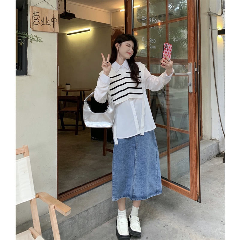 Áo sơ mi/ Áo khoác len không tay SUXI phong cách Hàn Quốc thời trang mùa thu dành cho nữ