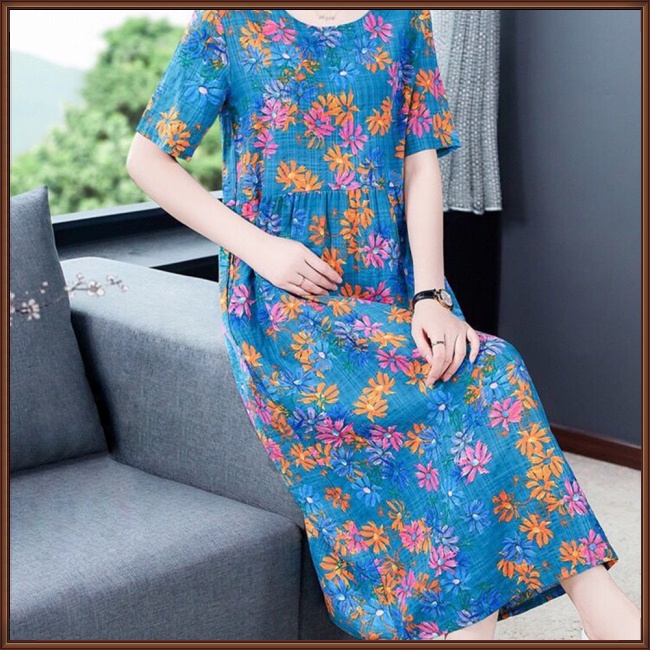 Đầm Dài Eo Cao In Hoa Thời Trang Mùa Hè Dành Cho Nữ