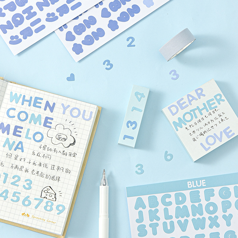 Sticker set 2 sticker chữ và số MONO trang trí sổ tay, bullet journal DecorMe