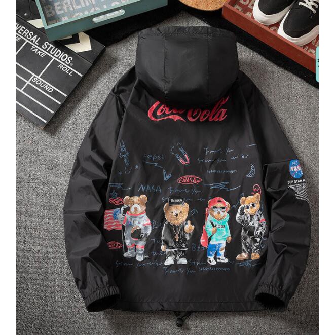 Mới Áo Khoác Có Mũ Trùm Chống Thấm Nước In Chữ Nasa X Coca Cola Size M-5xl Thời Trang Cho Nam Và Nữ