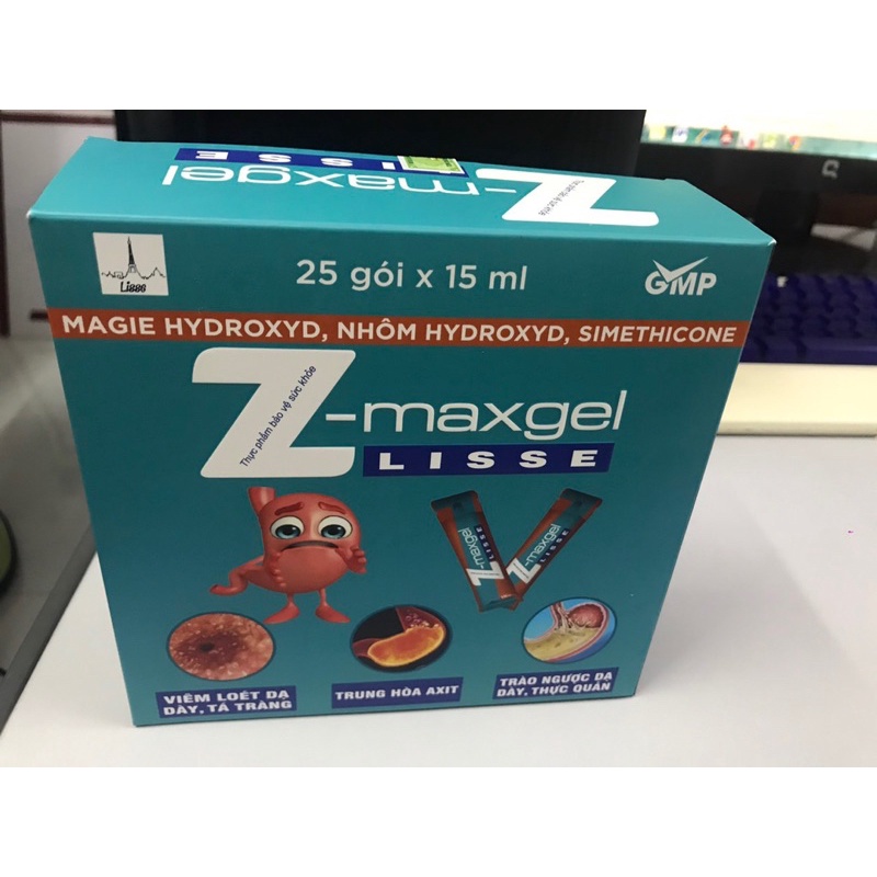 Gel dạ dày Lisse Z-MAXGEL, hộp 25 gói x 15ml, hỗ trợ các bệnh về dà dày, tá tràng