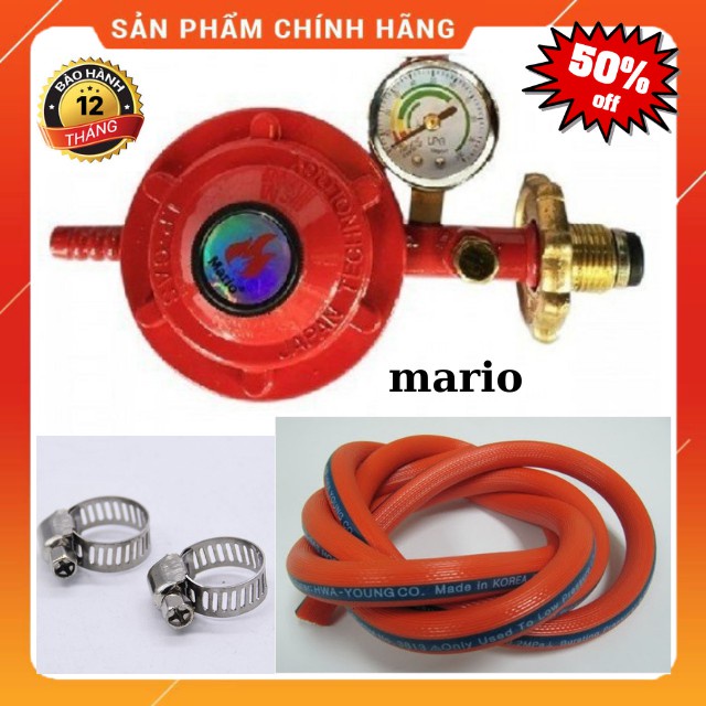 Van gas đồng hồ Mario Mr-688H - Bộ Van Dây điều áp ngắt gas tự động an toàn