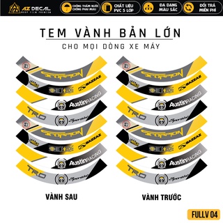 Tem dán vành xe máy kín đủ 2 bánh | fullv04 | decal dán mâm xe exciter winner sirius sh mode...