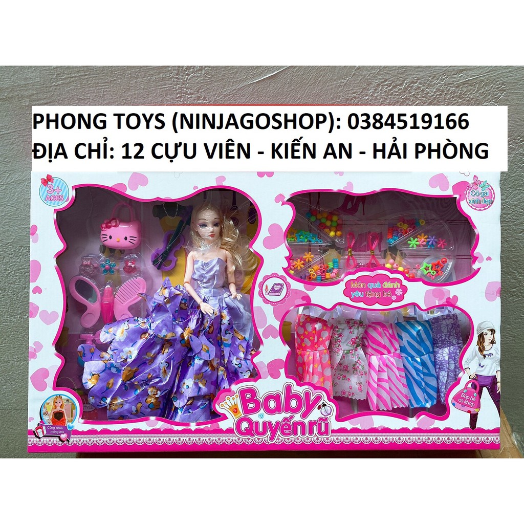 Đồ chơi búp bê, phụ kiện - Công chúa barbie và phụ kiện váy loại to cho bé (ảnh thật shop tự chụp, hàng Việt Nam)