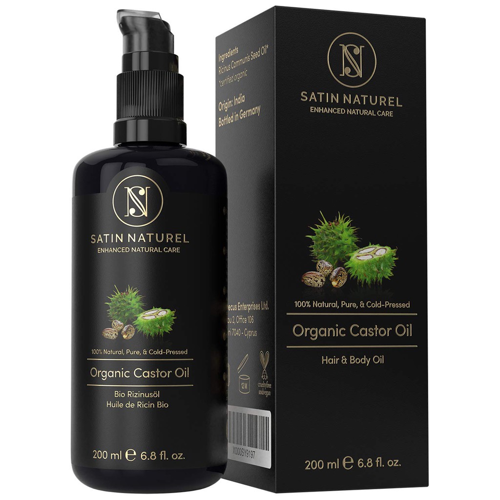 Organic Castor Oil 200ml | Dầu Thầu Dầu 100% Nguyên Chất |Satin Naturel | Mỹ Phẩm Đức