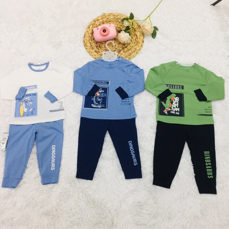 Bộ quần áo dài tay thu đông cho bé trai Dokma sale size 2-6Y DB863 Lamiha