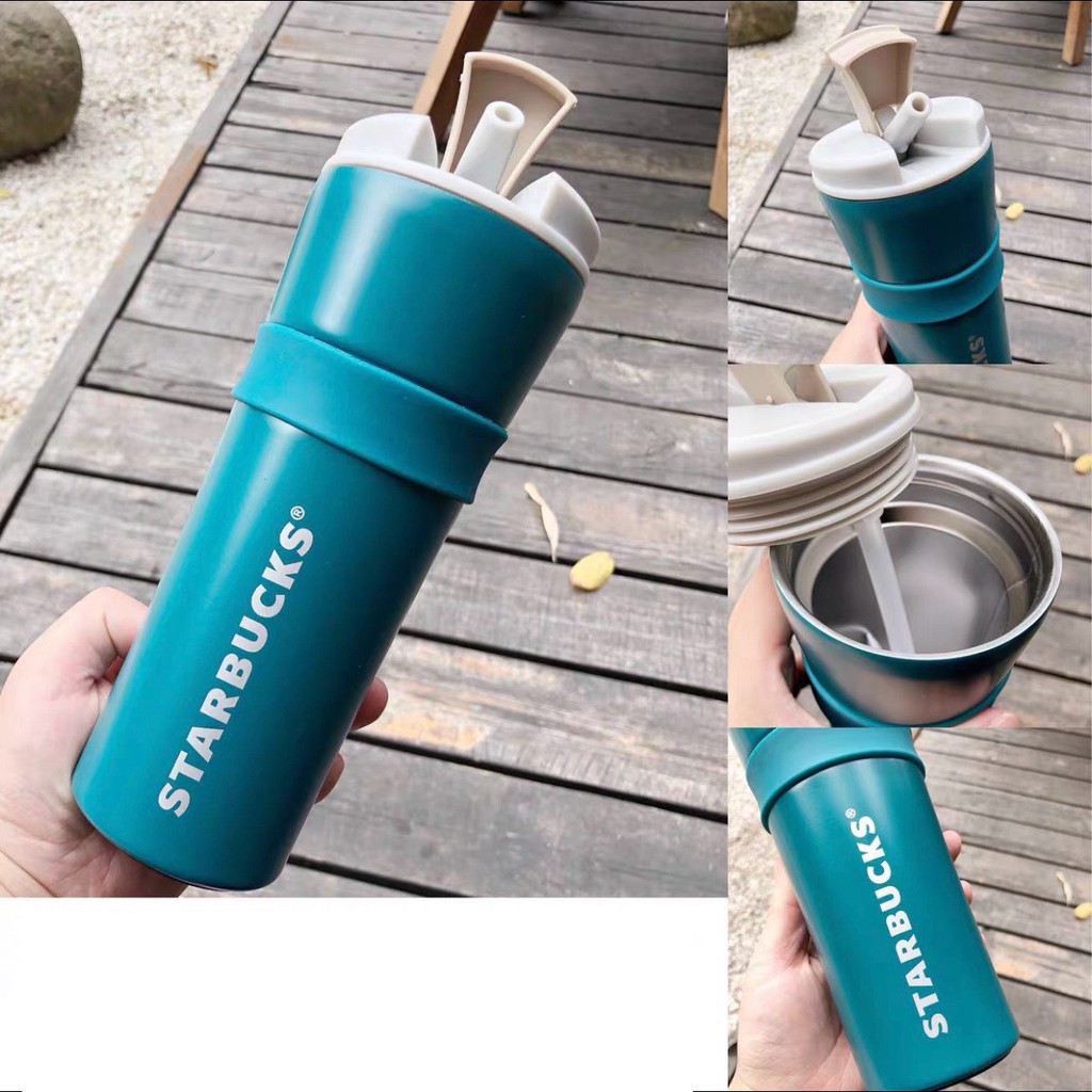 Bình giữ nhiệt STARBUCKS có ống hút kèm nắp sơn nhám Dung tích 500ml