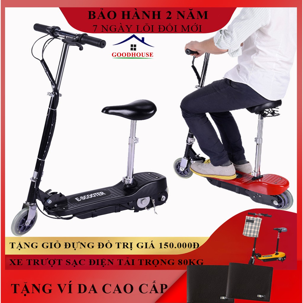 Xe điện mini E- SCOOTER phiên bản cao cấp gấp gọn, động cơ 120W, pin 4.5AH / 24V, tải trọng 80kg, tặng kèm giỏ đồ