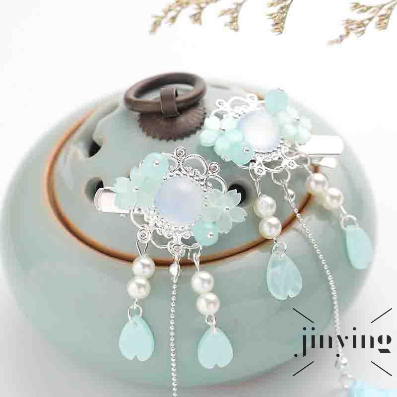 GETNOIVAS Trâm cài tóc tua rua đính hoa và đuôi cá phong cách cổ điển phối Hán phục xinh xắn