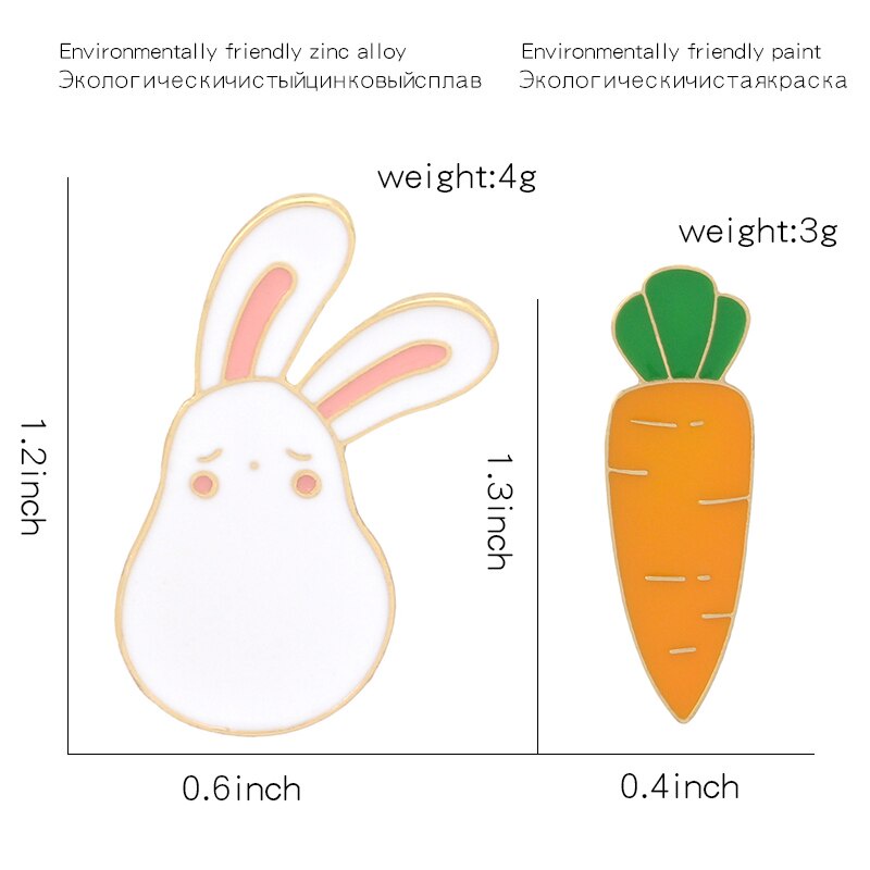 Ghim cài áo hình thỏ cà rốt dễ thương xinh xắn